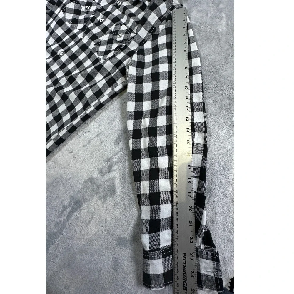 MONUMENT Mens Flannel Shirt Hooded Buffalo Plaid Black/White Lg‎ Cozy Streetwear